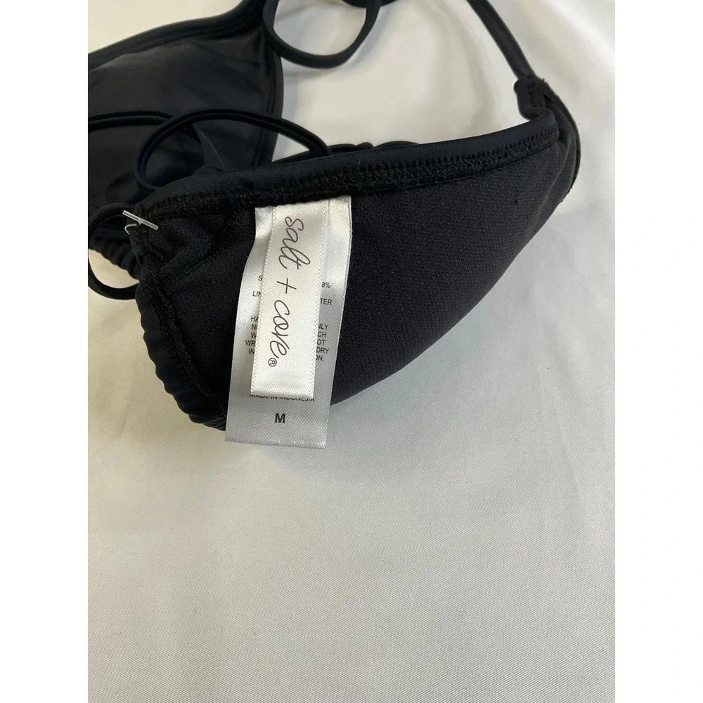 Salt + Cove Womens Black Multi-Way Triangle Bikini Top Swimwear Medium‎ NEW